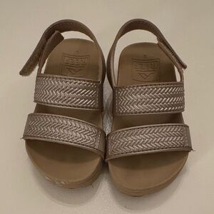 Reef Kids Metallic Beige/Tan Braided Strap Sandals